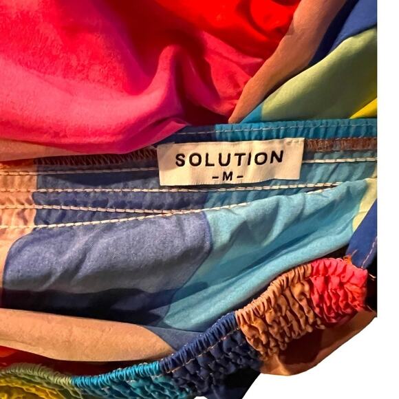 SOLUTION Rainbow Striped Shift Dress Size Medium - Picture 10 of 10